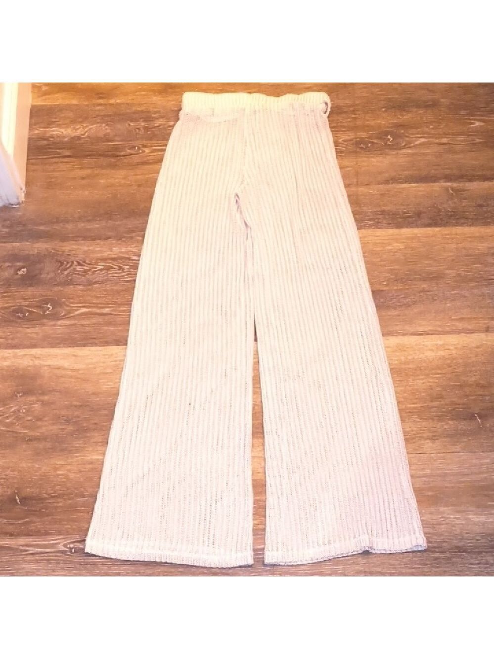 Source Unknown Cream Wide-Leg Knit Pants - Picture 4 of 4